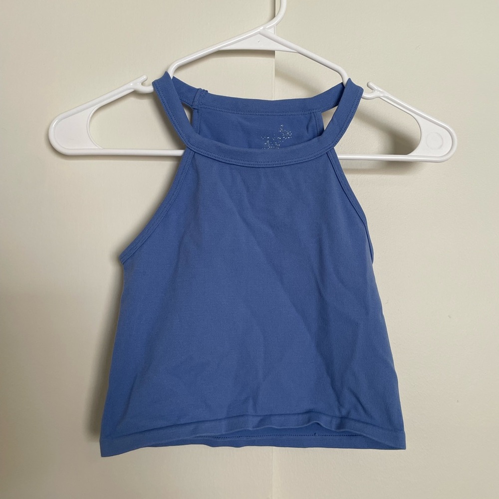 Blue workout Crop Top Halter Spaghatti